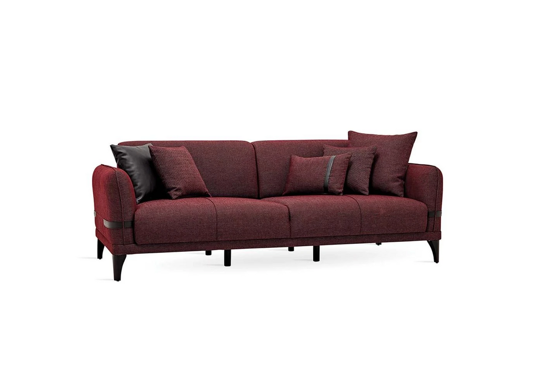 Linz 3-Seater Sofa Bed, Linen (Burgundy)