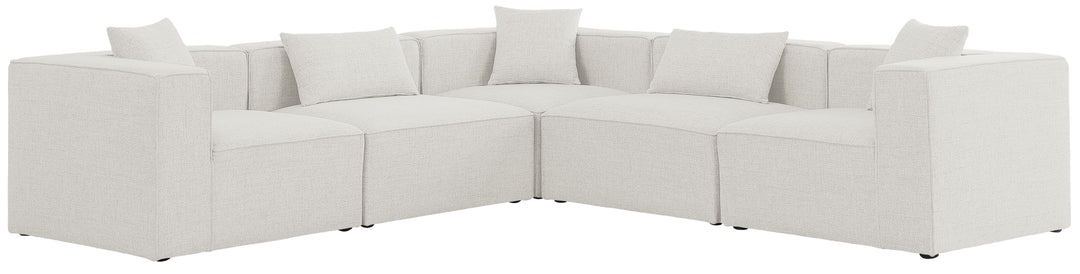 Cube - Modular Sectional 5 Piece - Cream - Fabric - Modern & Contemporary