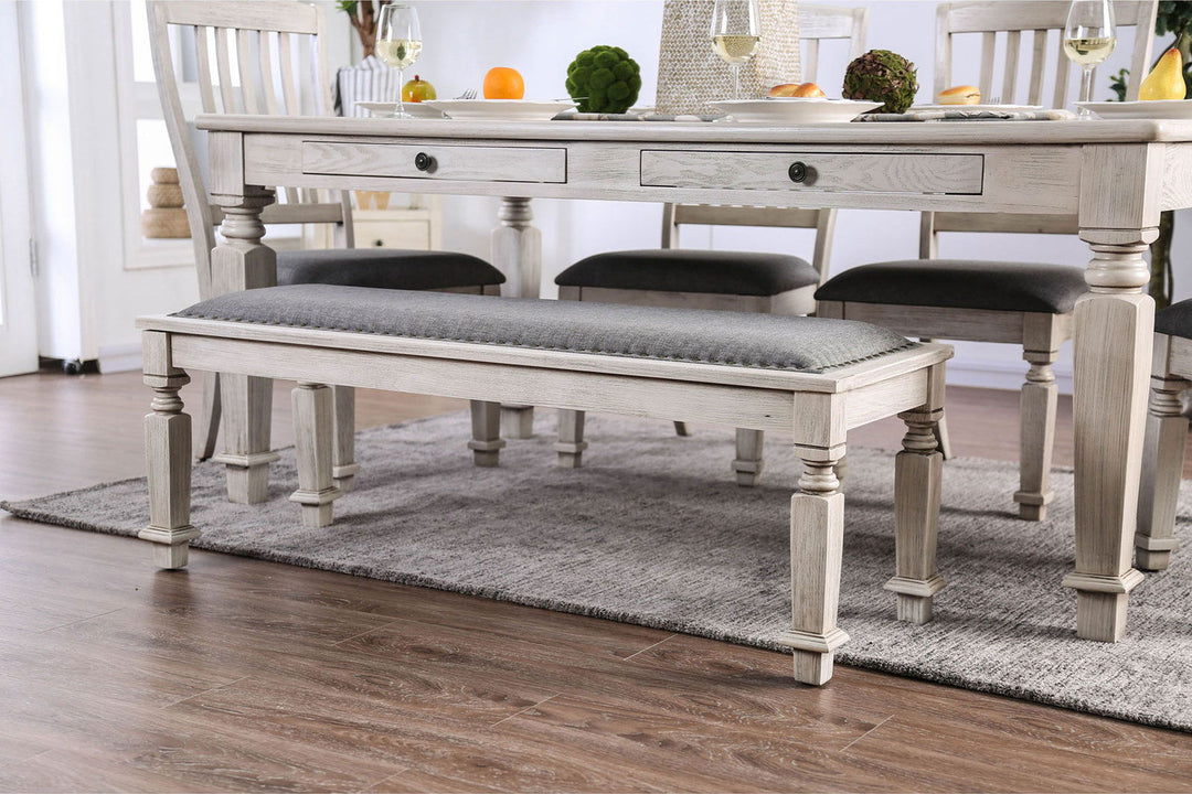 Georgia - Bench - Antique White / Gray