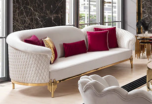 King Gold Sofa - Cream